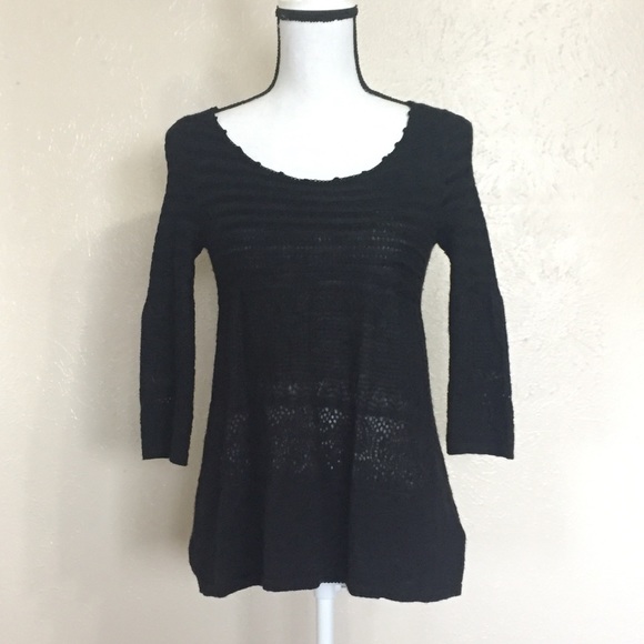 Anthropologie Tops - Anthro ‘Yellow Bird’ Black Sweater Top